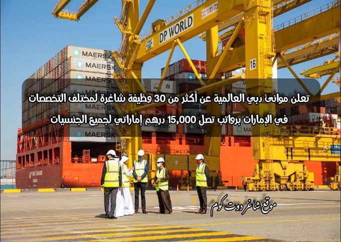 تعلن موانئ دبي العالمية عن أكثر من 30 وظيفة شاغرة لمختلف التخصصات في الإمارات برواتب تصل 15,000 درهم إماراتي لجميع الجنسيات 1 تعلن موانئ دبي العالمية عن أكثر من 30 وظيفة شاغرة لمختلف التخصصات في الإمارات برواتب تصل 15,000 درهم إماراتي لجميع الجنسيات
