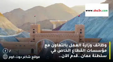وظائف وزارة العمل بالتعاون مع مؤسسات القطاع الخاص في سلطنة عمان.قدم الآن