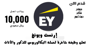 إرنست ويونغ تعلن وظيفة شاغرة لحملة البكالوريوس للذكور والأناث برواتب تصل الي 10000 ريال سعودي بالرياض