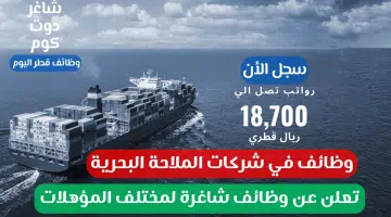 وظائف في شركات الملاحة البحرية تعلن عن وظائف شاغرة لمختلف المؤهلات برواتب تصل 18700 ريال قطري