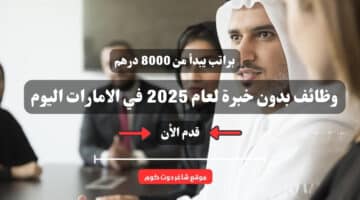 براتب يبدأ من 8000 درهم . وظائف بدون خبرة لعام 2025 في الامارات اليوم قدم الأن