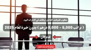 مطلوب للتوظيف العاجل وظائف في الامارات اليوم براتب 6000 8000 درهم بدون خبرة لعام 2025