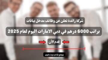 شركة رائدة تعلن عن وظائف مدخل بيانات براتب 6000 درهم في دبي الامارات اليوم لعام 2025