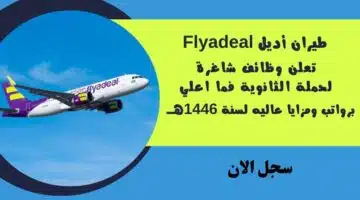 طيران أديل Flyadeal تعلن وظائف شاغرة لحملة الثانوية فما اعلي برواتب ومزايا عاليه لسنة 1446هــ