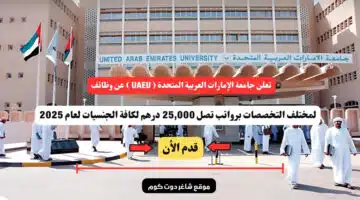 تعلن جامعة الإمارات العربية المتحدة UAEU عن وظائف لمختلف التخصصات برواتب تصل 25000 درهم لكافة الجنسيات لعام 2025 سجل الأن
