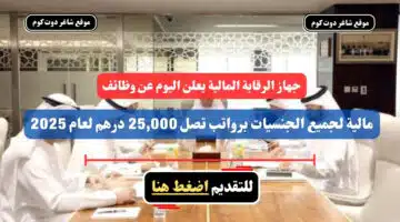 جهاز الرقابة المالية يعلن اليوم عن وظائف مالية لجميع الجنسيات برواتب تصل 25000 درهم لعام 2025 سجل الأن