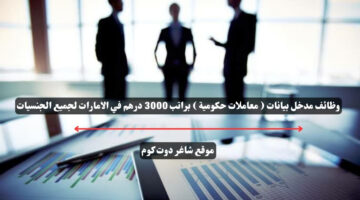 وظائف مدخل بيانات معاملات حكومية براتب 3000 درهم في الامارات لجميع الجنسيات