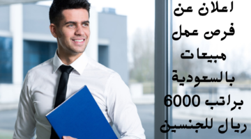 اعلان عن فرص عمل مبيعات بالسعودية براتب 6000 ريال للجنسين